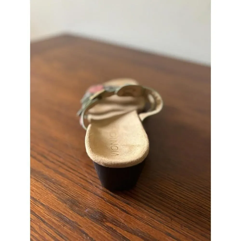 Vionic Radia Snake Print Wedge Sandals Women's Size 8 Orthaheel Triple Strap